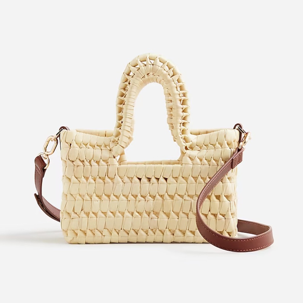 J. Crew Tan and Brown Tote with Woven Design
